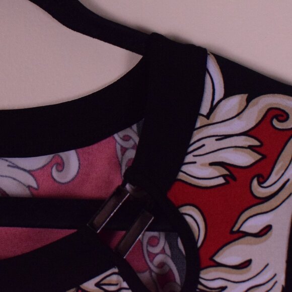 Rafaella Women's Black & Red Linked Scroll 3/4 Sleeve Midi Dress - Size 8 - Picture 4 of 8